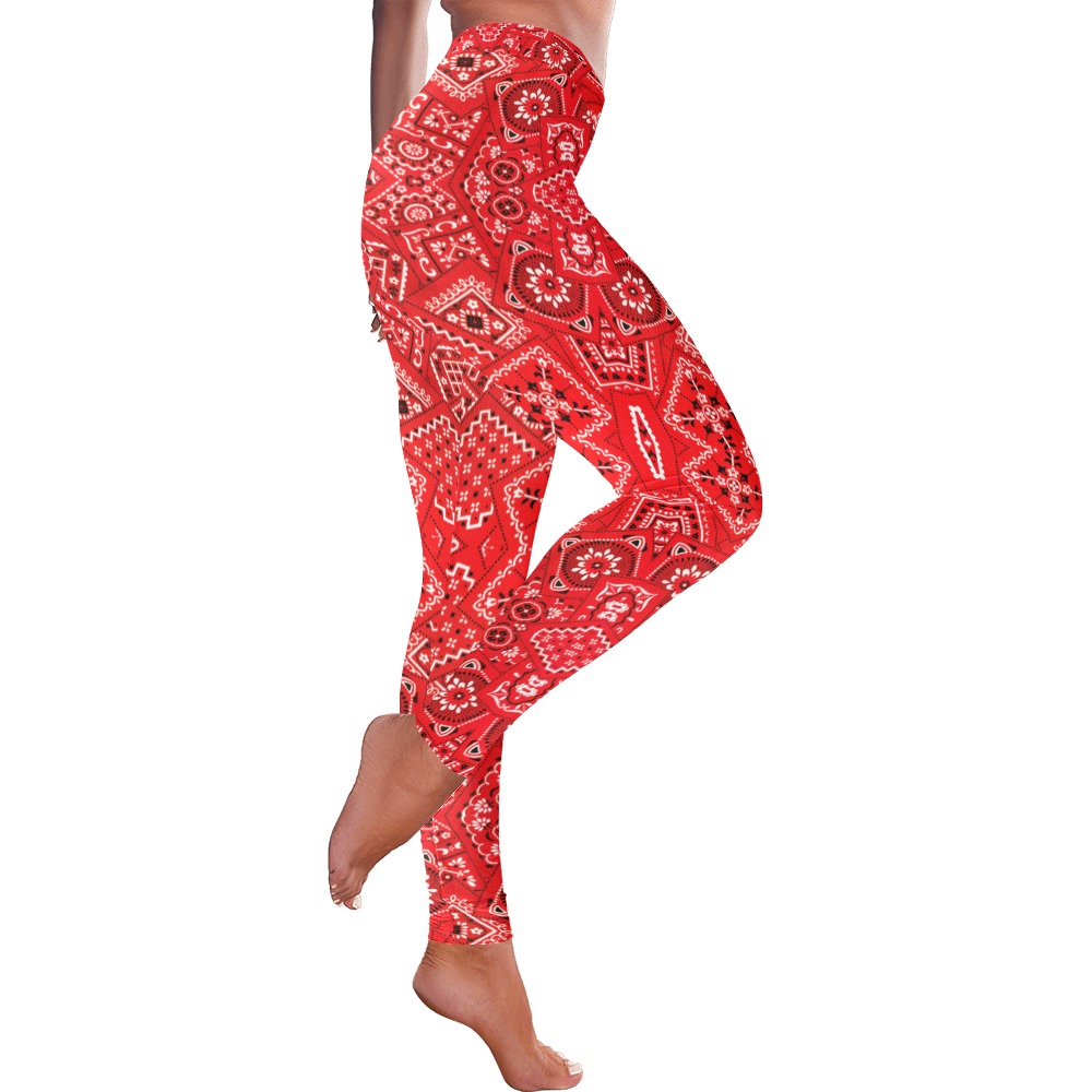 Bandana Squares Pattern Women's Low Rise Leggings (Invisible Stitch) (Model L05)