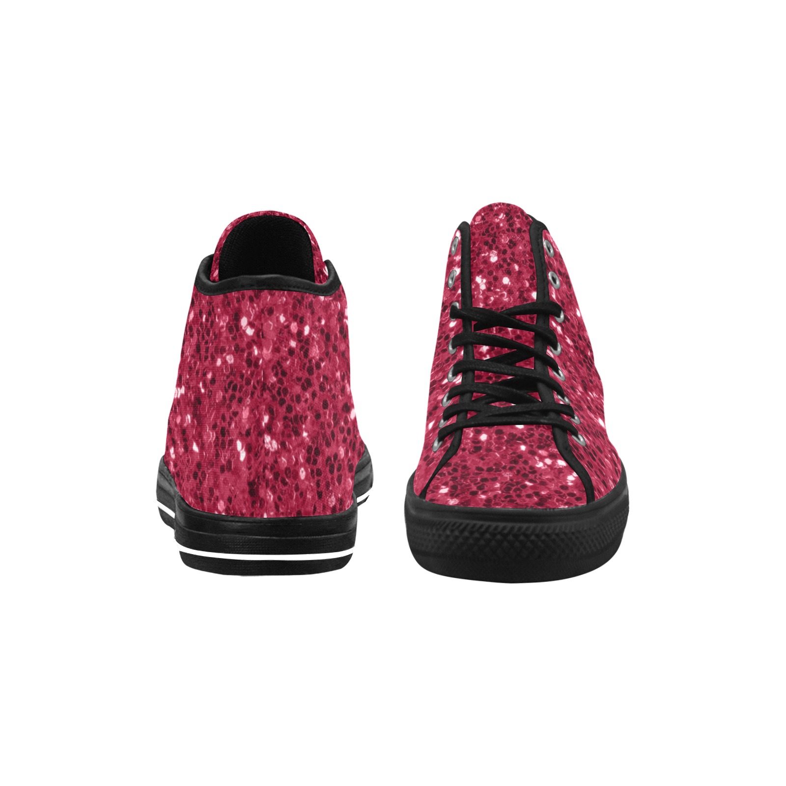 Magenta dark pink red faux sparkles glitter Vancouver H Women's Canvas Shoes (1013-1)