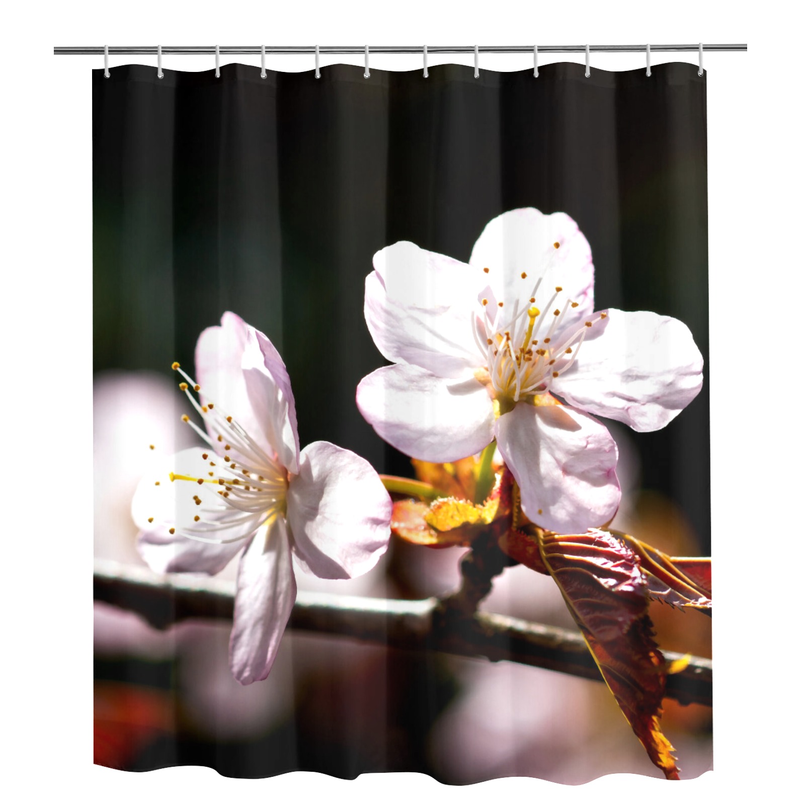 Sunlit sakura flowers. Play of light and shadows. Shower Curtain 72"x84"