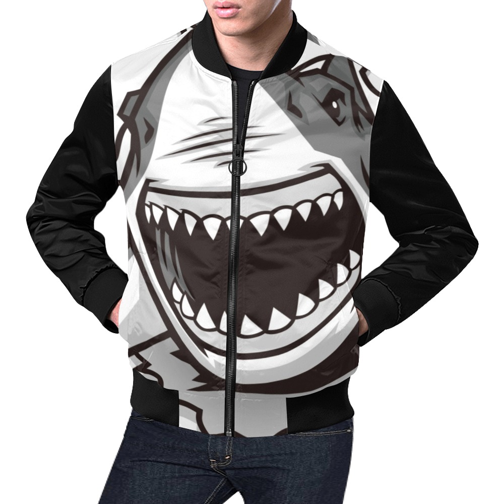 Great White Shark ripping with opened mouth 164020250 副本.jpg All Over Print Bomber Jacket for Men (Model H19)