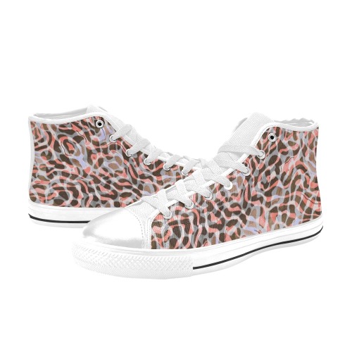 Abstract wavy animal camo Women's Classic High Top Canvas Shoes (Model 017)