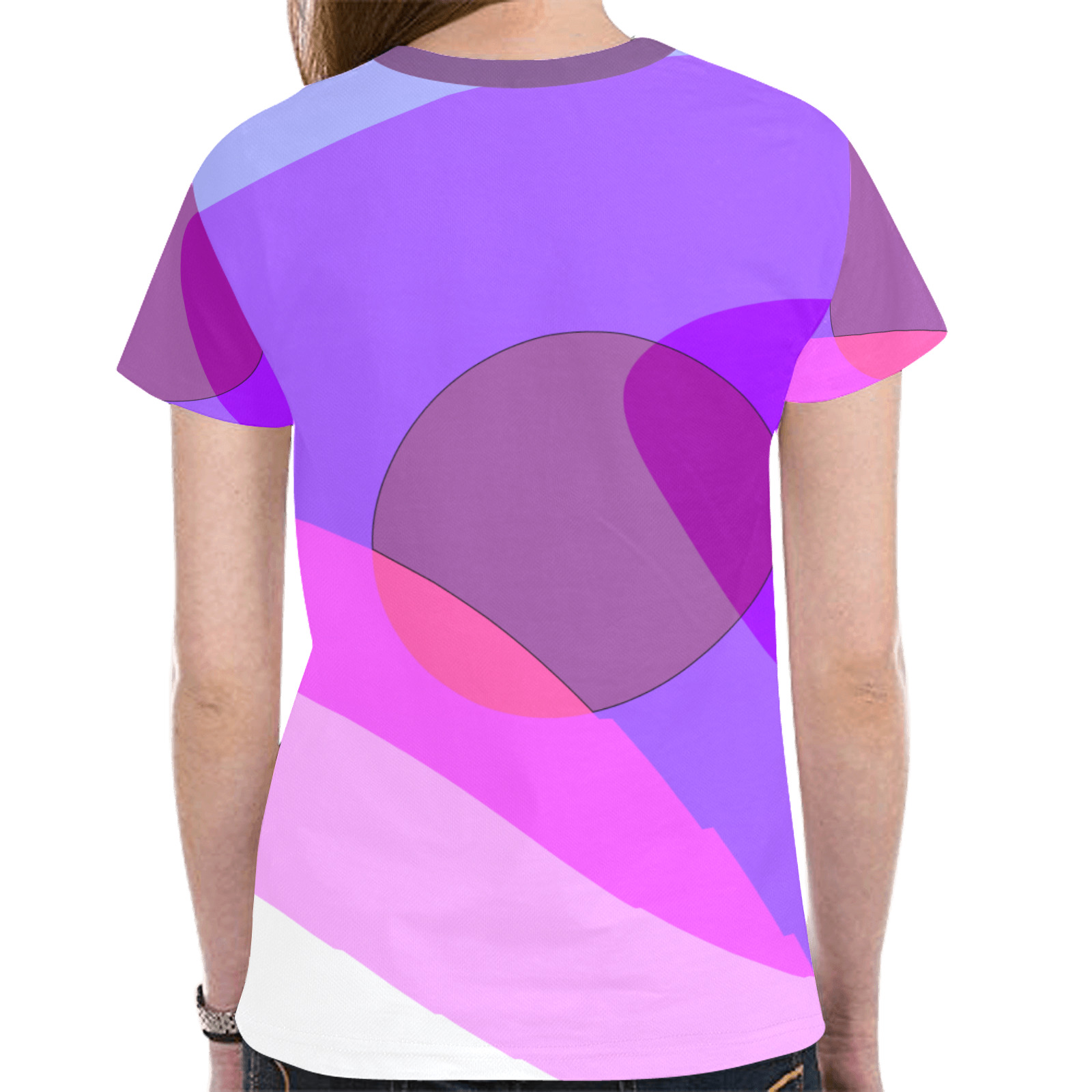 Purple Retro Groovy Abstract 409 New All Over Print T-shirt for Women (Model T45)