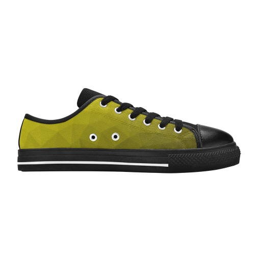 Yellow gradient geometric mesh pattern Men's Classic Canvas Shoes (Model 018)