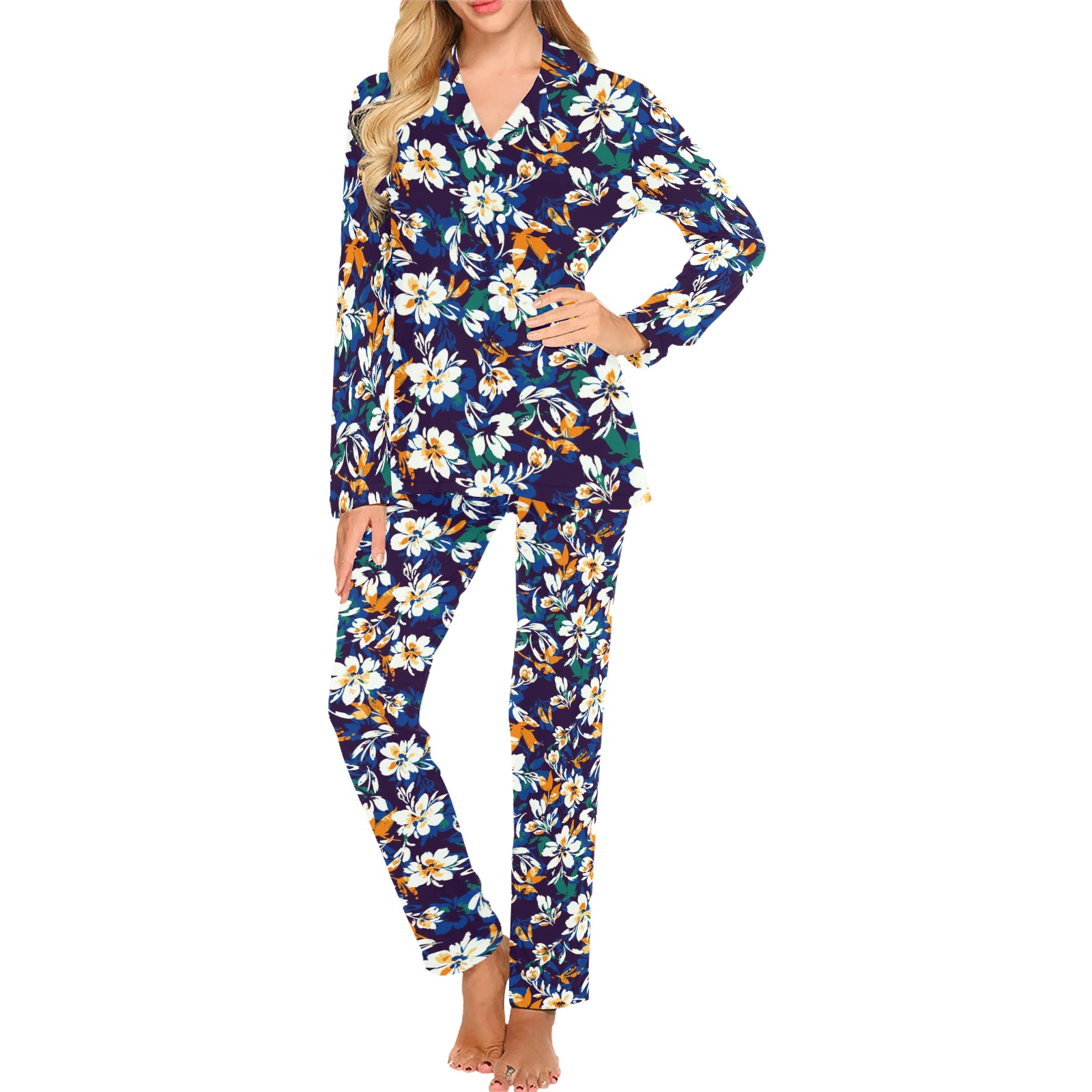 Floral garden modern 001 Women's Long Pajama Set