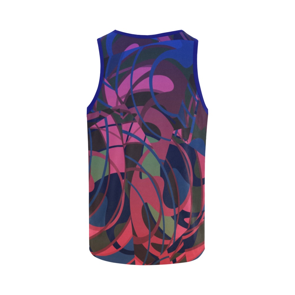 Summer Red Blue Abstract Tangles All Over Print Tank Top for Women (Model T43)