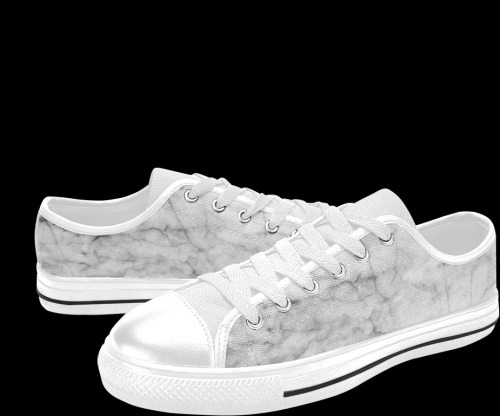 White gray marble texture Men's Classic Canvas Shoes (Model 018)