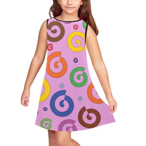 circled 2pnk Girls' Sleeveless Dress (Model D58)