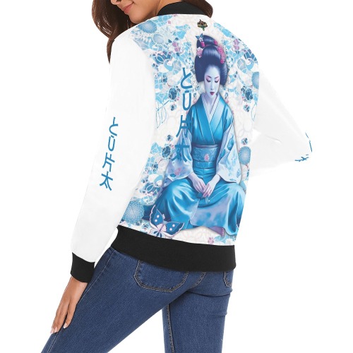 Yuka All Over Print Bomber Jacket for Women (Model H19)