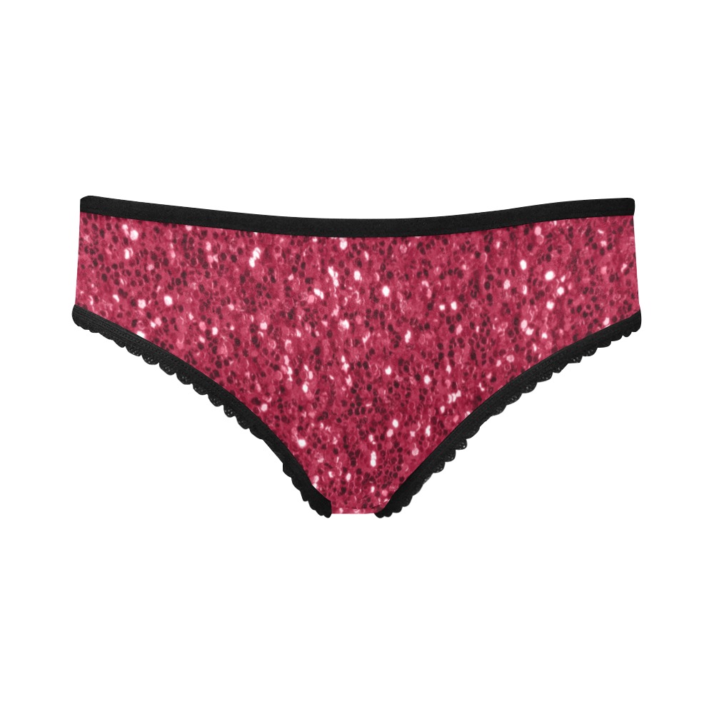 Magenta dark pink red faux sparkles glitter Women's All Over Print Girl Briefs (Model L14)