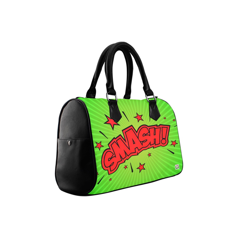 FD's Pop Art Collection- Super Hero Green with Red Smash! 53086 Boston Handbag (Model 1621)