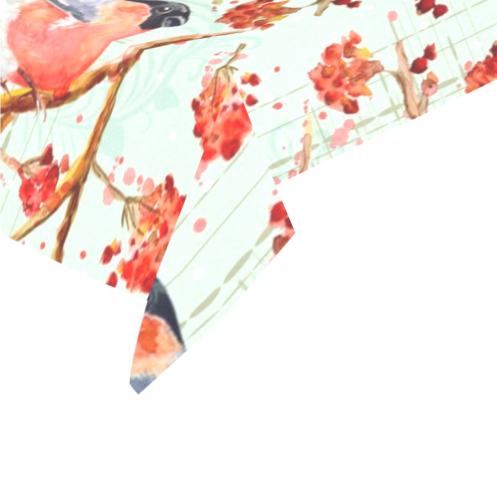 Birds Flowers Cotton Linen Tablecloth 52"x 70"