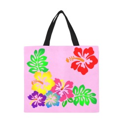 Hibiscus Hawaiian Flower on Pink All Over Print Canvas Tote Bag/Large (Model 1699)