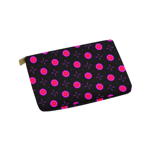 Pink Dots on Black Carry-All Pouch 9.5''x6''