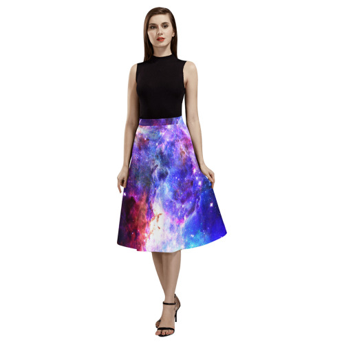 Mystical fantasy deep galaxy space - Interstellar cosmic dust Mnemosyne Women's Crepe Skirt (Model D16)