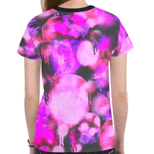 Graffiti dots pink and dark-2 New All Over Print T-shirt for Women (Model T45)