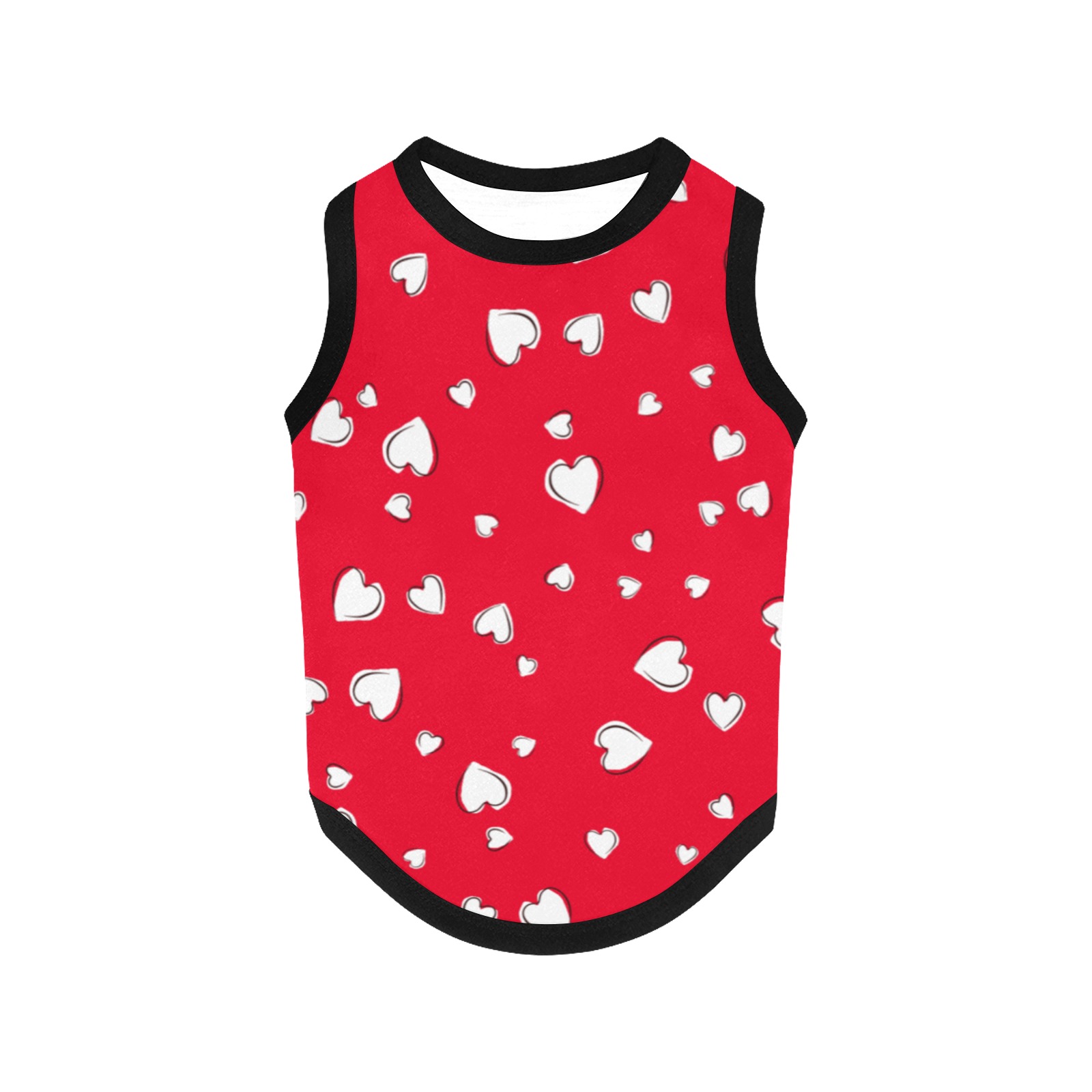 White Hearts Floating on Red All Over Print Pet Tank Top