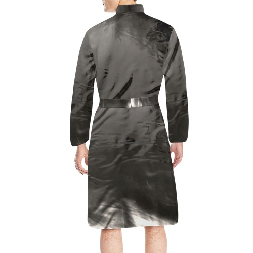 Rubber Look by Nico Bielow Men's Long Sleeve Belted Night Robe (Model H56)