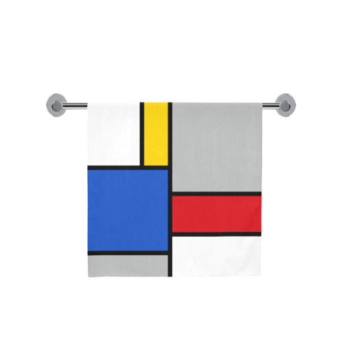 Geometric Retro Mondrian Style Color Composition Bath Towel 30"x56"