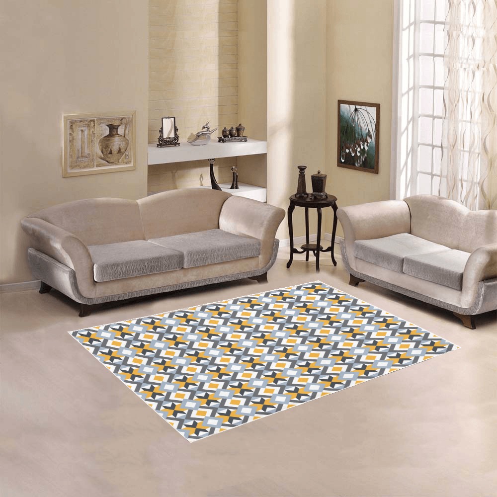 Retro Angles Abstract Geometric Pattern Area Rug 5'3''x4'