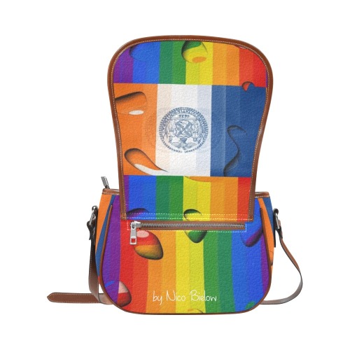 New York Pride Flag Pop Art by Nico Bielow Saddle Bag/Large (Model 1649)