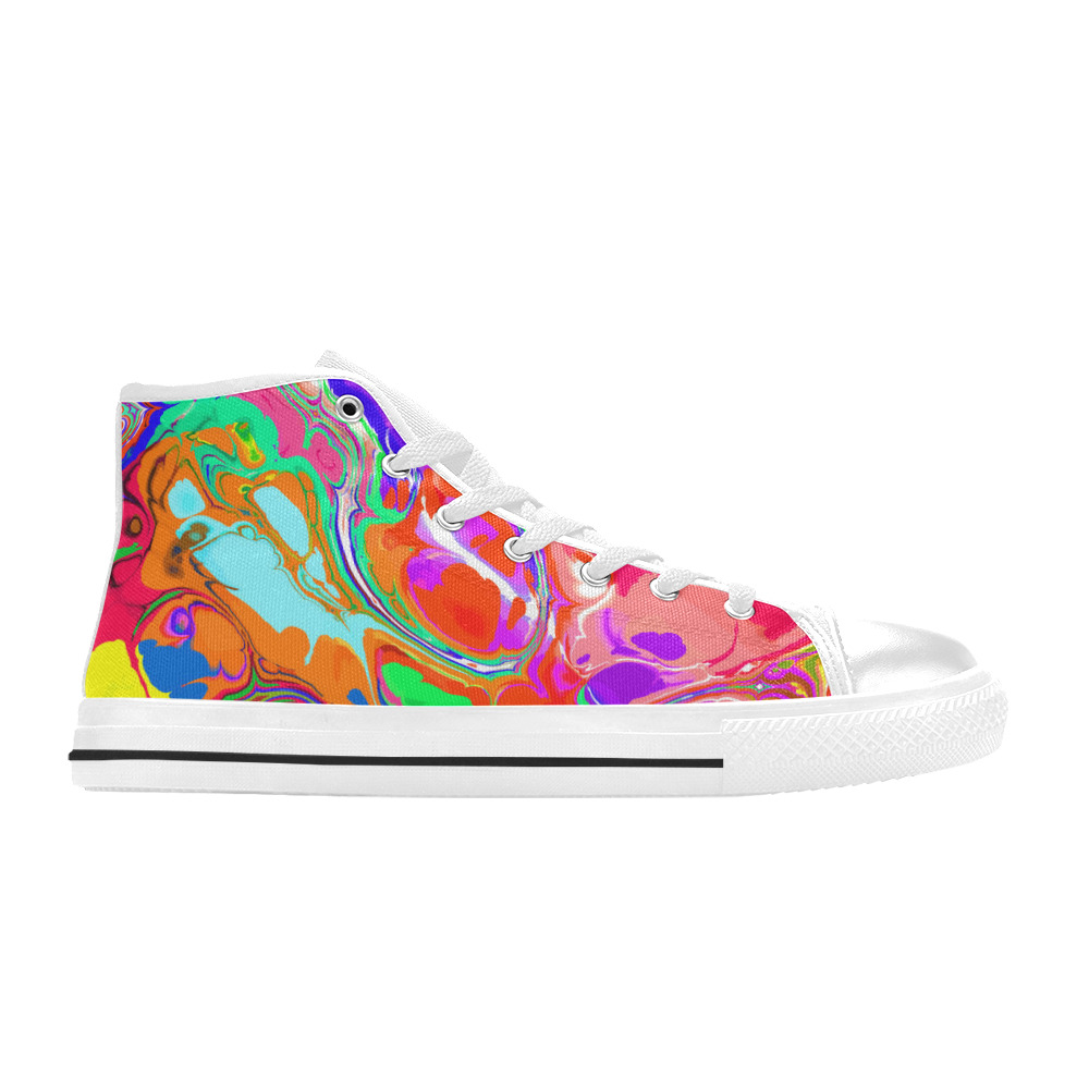 Psychedelic Abstract Marble Artistic Dynamic Paint Art Men’s Classic High Top Canvas Shoes (Model 017)