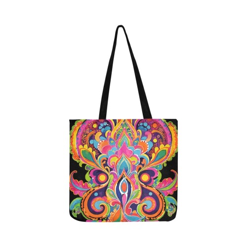 Abstract Retro Hippie Paisley Floral Reusable Shopping Bag Model 1660 (Two sides)