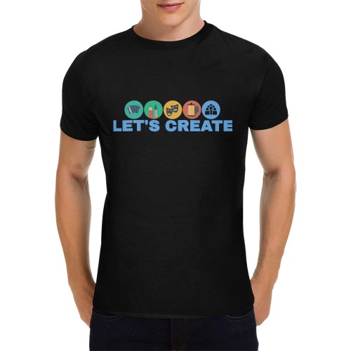 Lets Create Black Men's T-Shirt in USA Size (Front Printing Only)