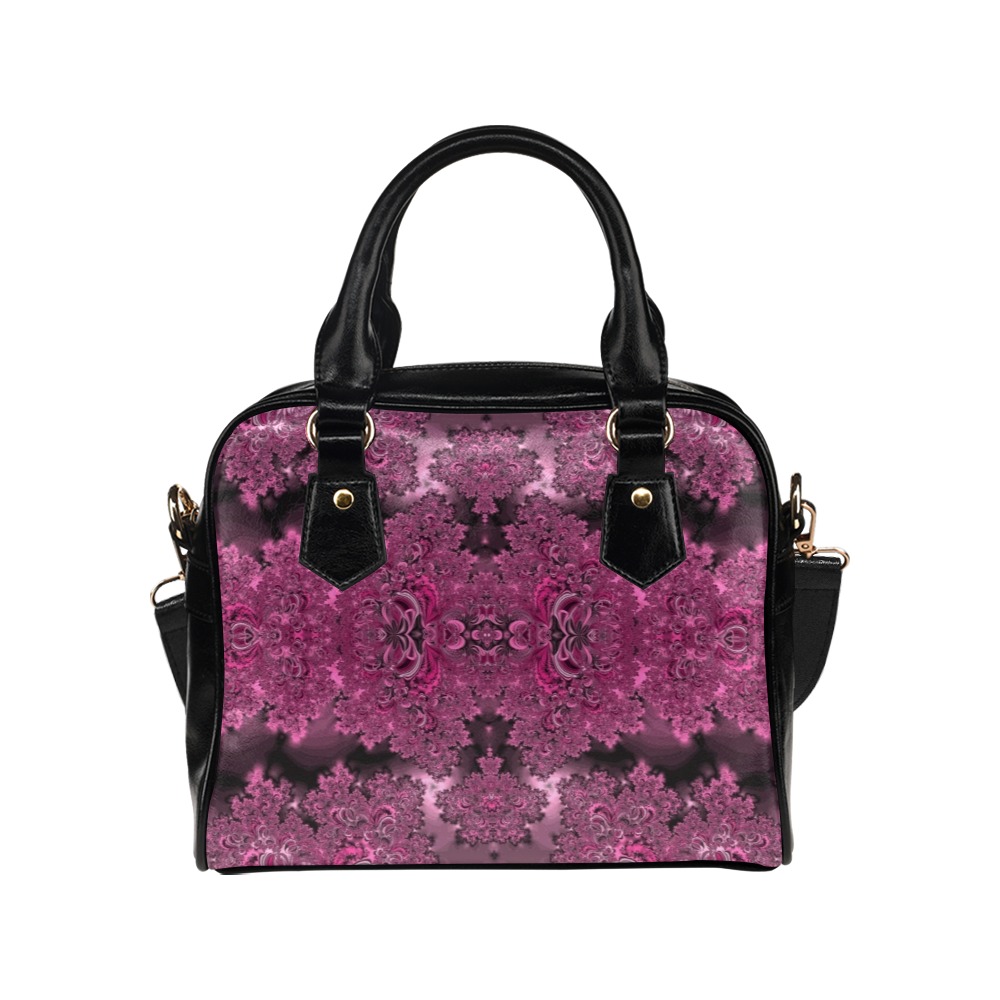 Pink Azalea Bushes Frost Fractal Shoulder Handbag (Model 1634)