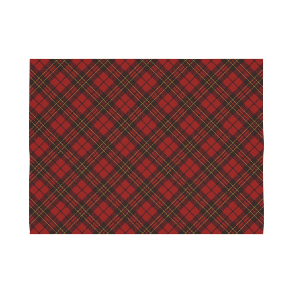 Red tartan plaid winter Christmas pattern holidays Polyester Peach Skin Wall Tapestry 80"x 60"