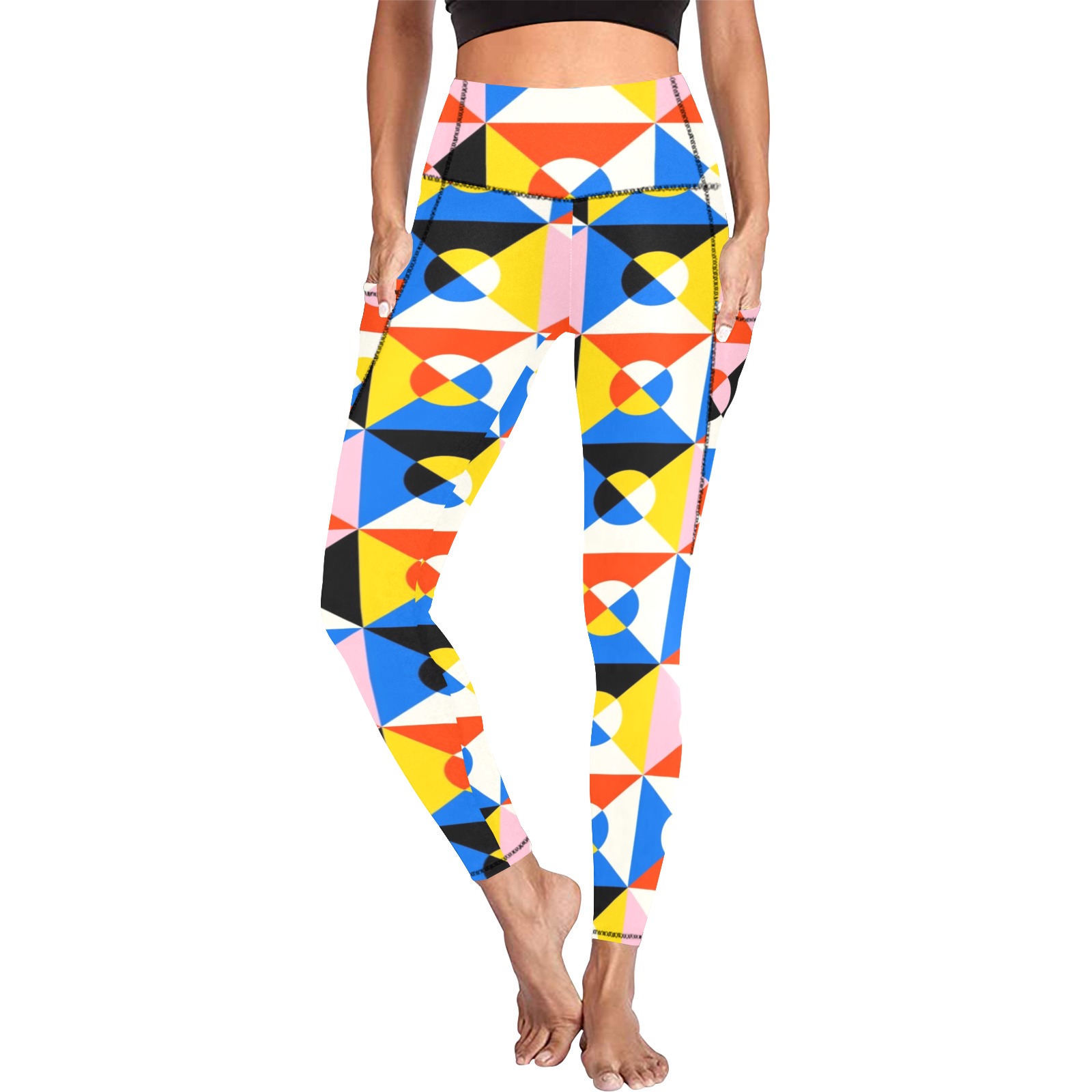 Geometric Abstract Women's All Over Print Leggings with Pockets (Model L56)