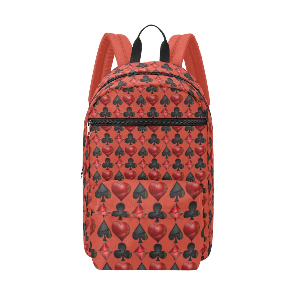 Las Vegas Black and Red Card Shapes Large Capacity Travel Backpack (Model 1691)