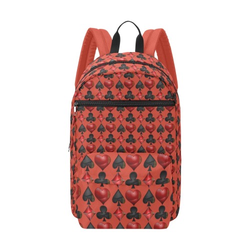 Las Vegas Black and Red Card Shapes Large Capacity Travel Backpack (Model 1691)