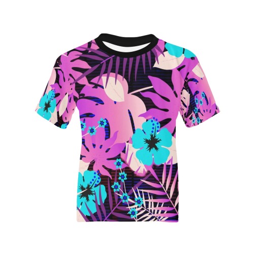 GROOVY FUNK THING FLORAL PURPLE Kids' All Over Print T-shirt (Model T65)