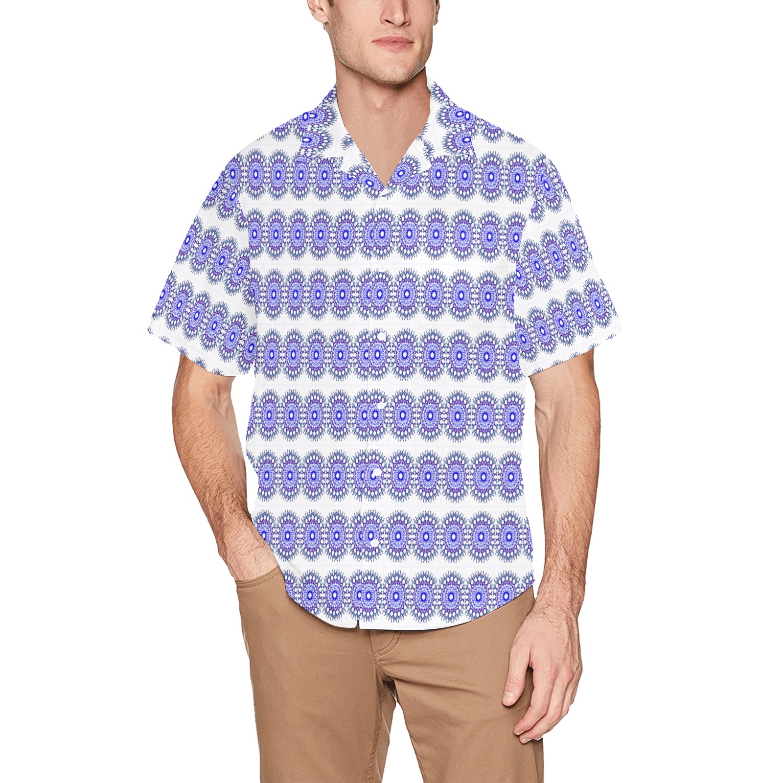 Spiral Draw Hawaiian Shirt with Chest Pocket (Model T58)