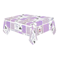 Purple Paisley Birds and Animals Patchwork Design Cotton Linen Tablecloth 60" x 90"