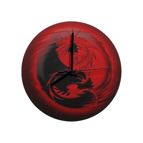 Black Red Ying Yang Dragon