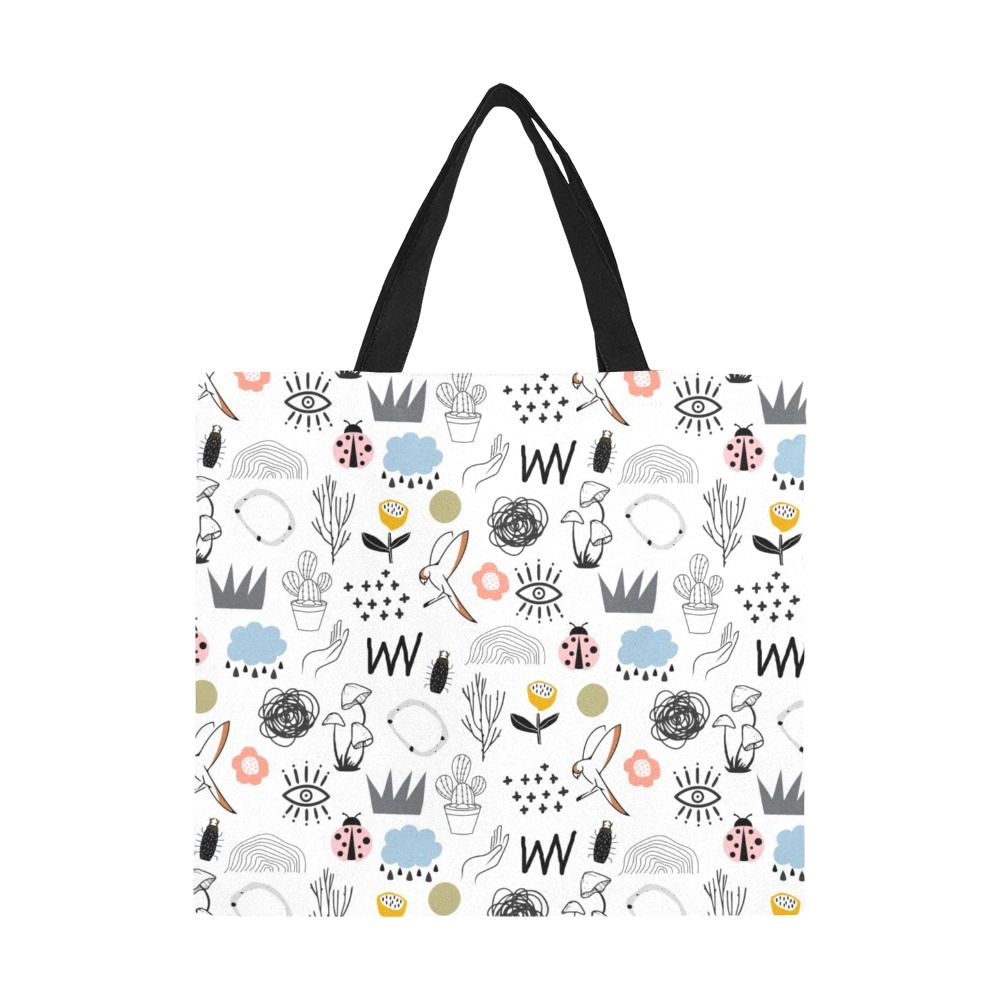 Doodle All Over Print Canvas Tote Bag/Large (Model 1699)