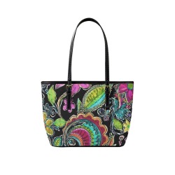 Paisley #2 Leather Tote Bag-Small (Front&Back Printing) (1651)