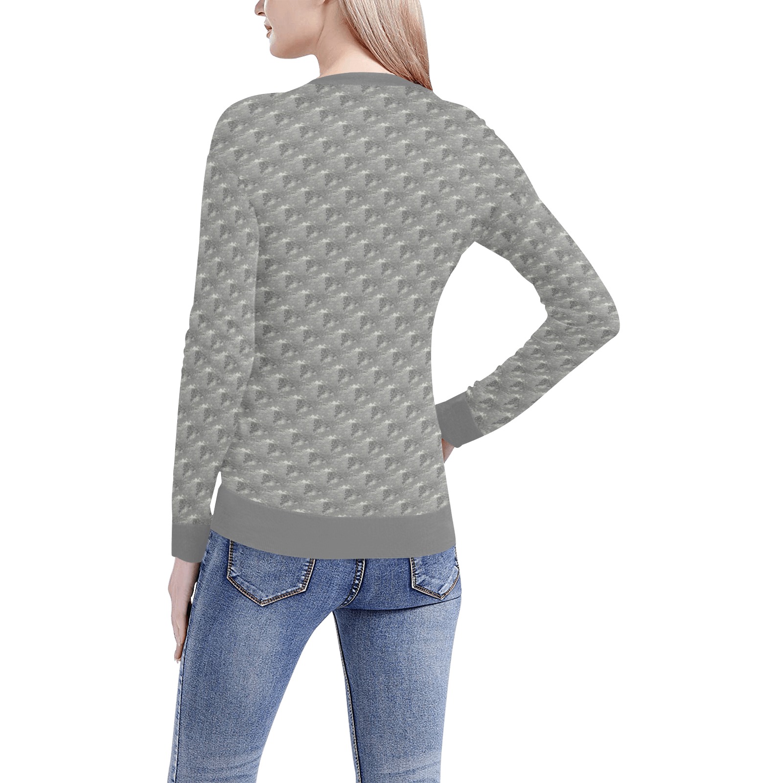 Gray Water Splashes Women's All Over Print V-Neck Sweater (Model H48)