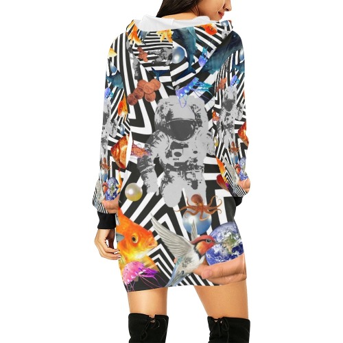 POINT OF ENTRY 2 All Over Print Hoodie Mini Dress (Model H27)