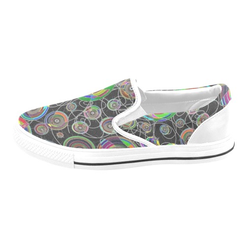 coloured cogs v1 w Slip-on Canvas Shoes for Kid (Model 019)
