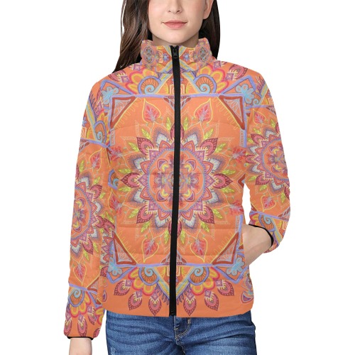 gamba orange+ Women's Stand Collar Padded Jacket (Model H41)