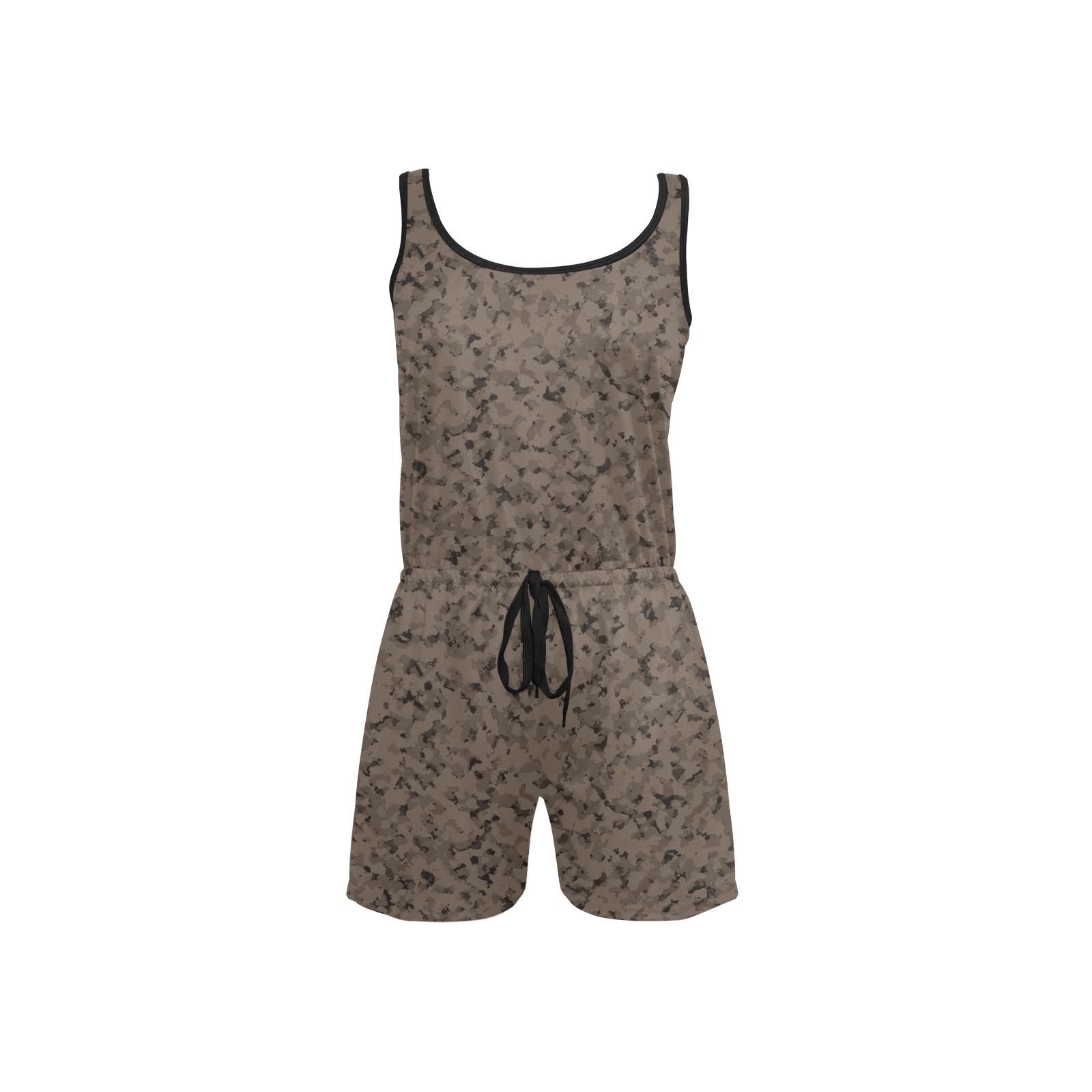 Earth Brown All Over Print Short Jumpsuit