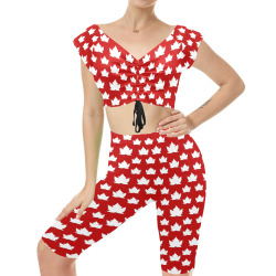Cute Canada Yoga Set Women's Crop Top Yoga Set