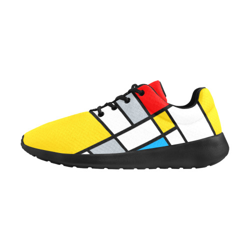Mondrian Style Color Composition Geometric Retro Art Women's Athletic Shoes (Model 0200)