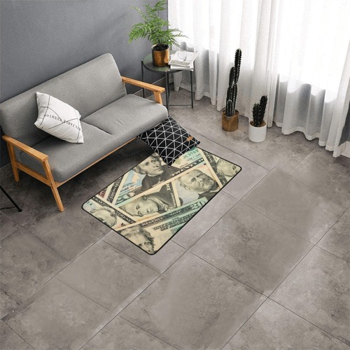 US PAPER CURRENCY Area Rug with Black Binding 2'7"x 1'8‘’