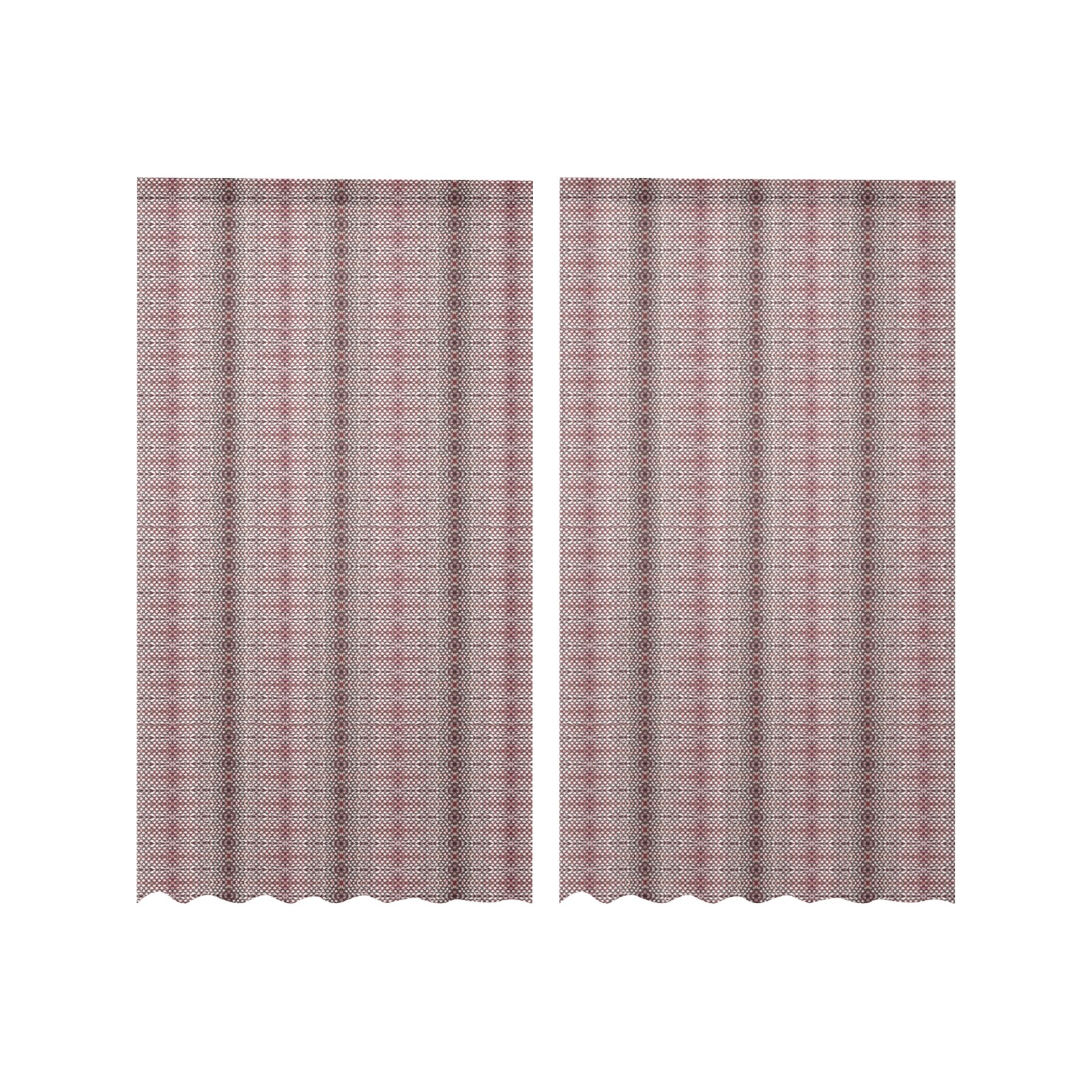 red and white repeating pattern Gauze Curtain 28"x63" (Two-Piece)