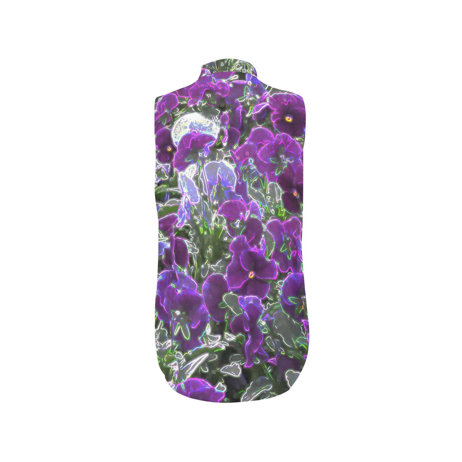 Field Of Purple Flowers 8420 Women's Bow Tie V-Neck Sleeveless Shirt (Model T69)