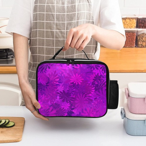 Purple Daisies PU Leather Lunch Bag (Model 1723)