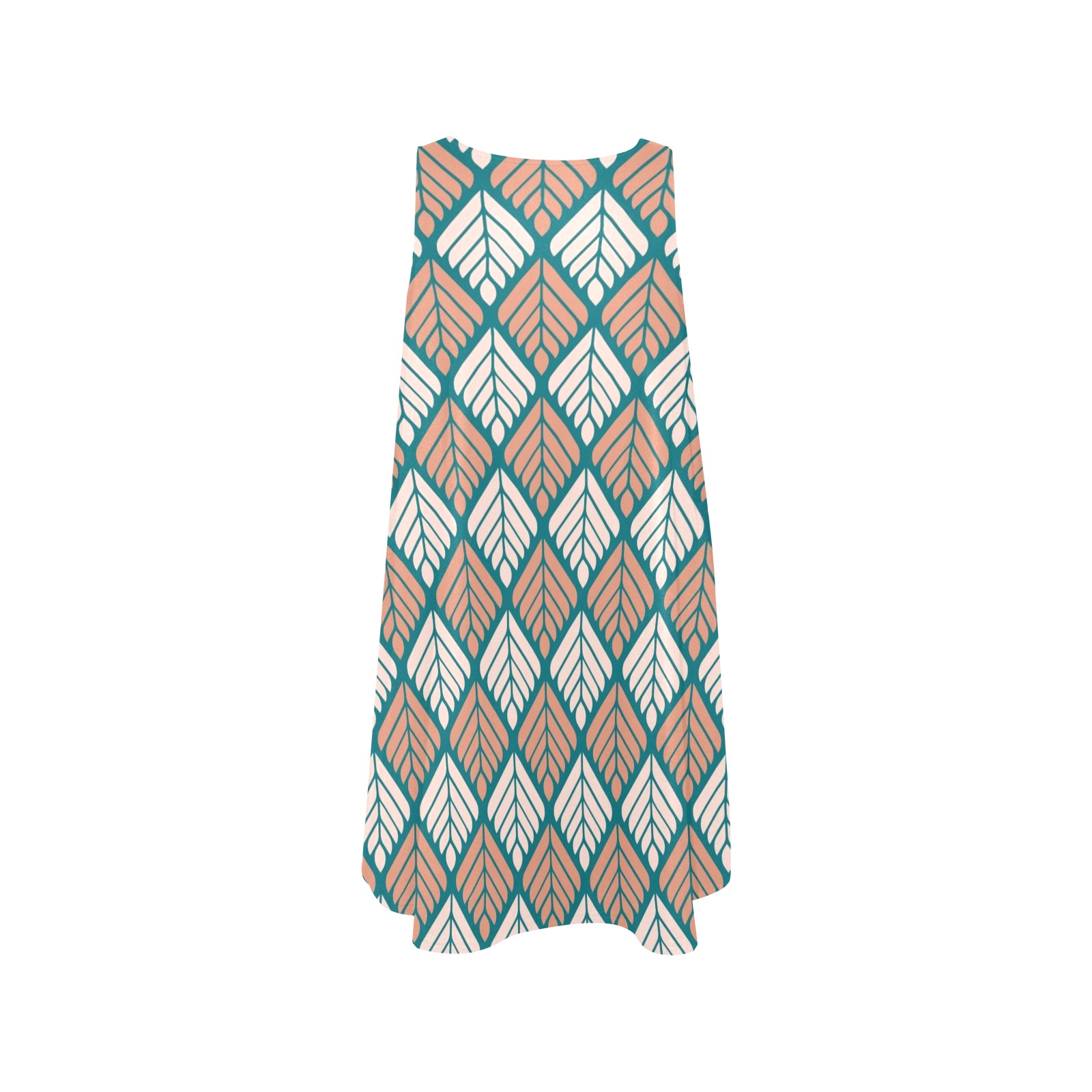 Cute Geometric Abstract - Leaves Sleeveless A-Line Pocket Dress (Model D57)